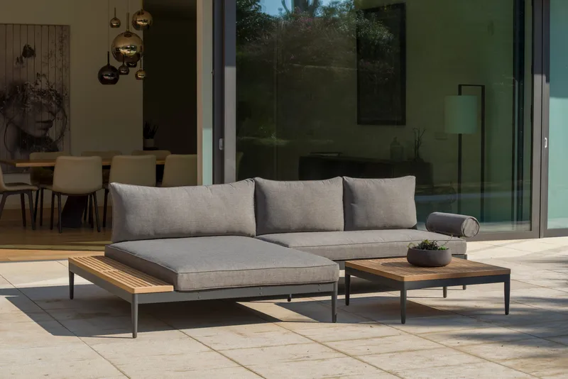 Dagbädd för utomhusbruk TOPAZ XL - Trä/grå - Utemöbler & utemiljö - Balkong & altan - Balkongmöbler - Balkongsoffa