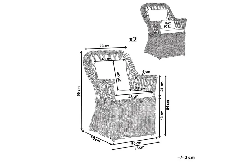 Fåtölj set om 2 Maros II - Utemöbler & utemiljö - Balkong & altan - Balkongmöbler - Balkongstol