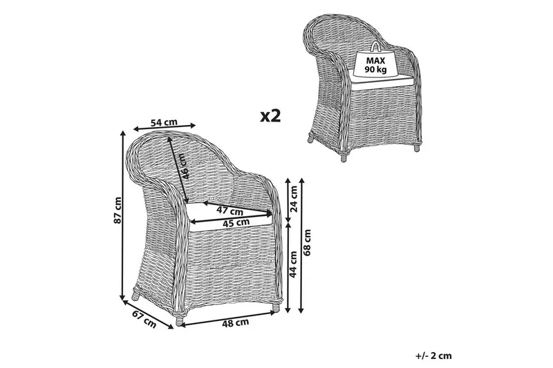 Fåtölj set om 2 Susua - Utemöbler & utemiljö - Balkong & altan - Balkongmöbler - Balkongstol
