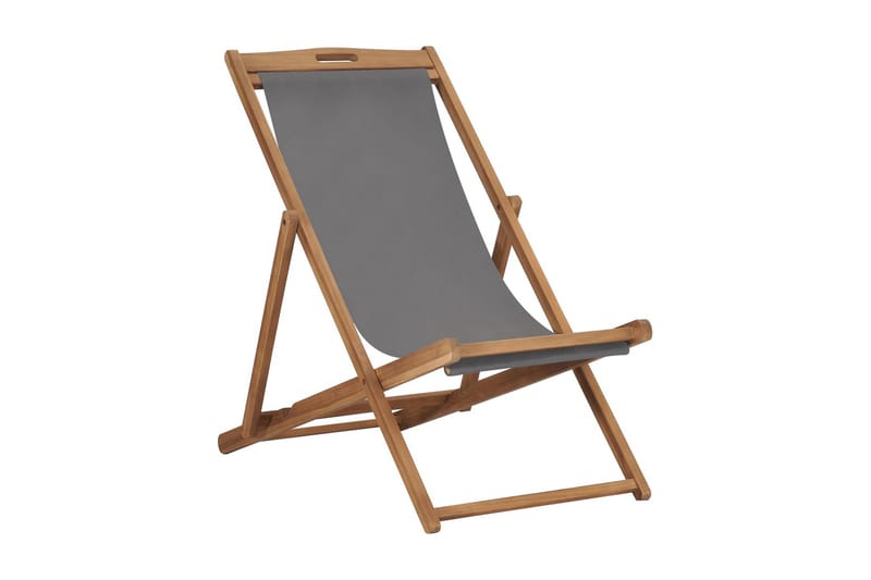 Hopfällbar strandstol massiv teak grå - Grå - Brassestol & campingstol - Strandstol - Balkongstol