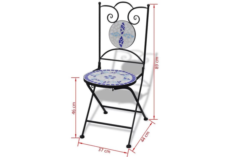 Hopfällbara caféstolar 2 st keramik blå och vit - Flerfärgad - Balkongstol - Matstol & karmstol utomhus