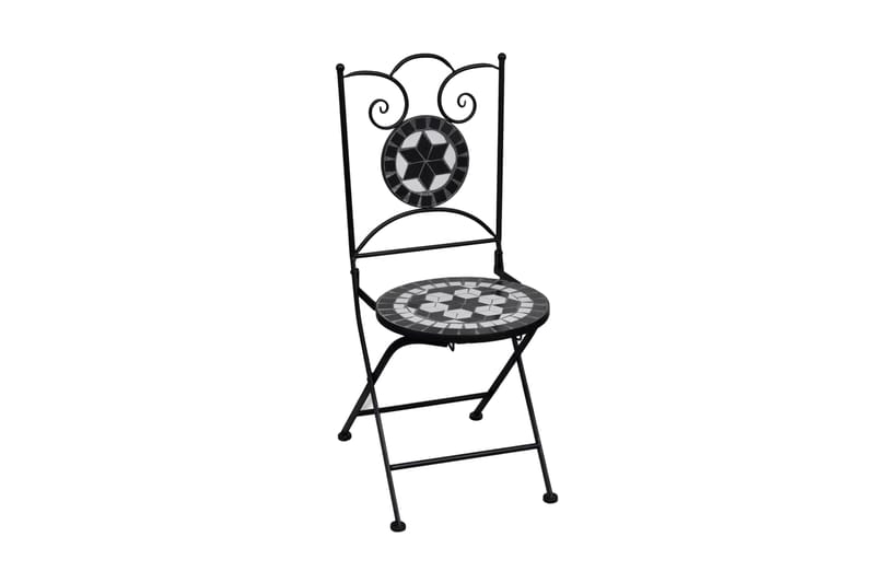Hopfällbara caféstolar 2 st keramik svart och vit - Flerfärgad - Balkongstol - Matstol & karmstol utomhus
