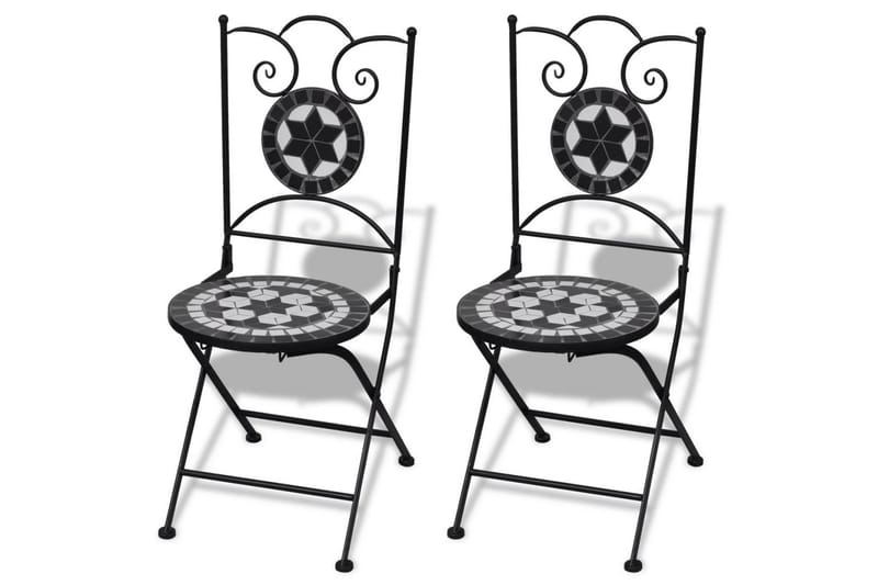 Hopfällbara caféstolar 2 st keramik svart och vit - Flerfärgad - Balkongstol - Matstol & karmstol utomhus