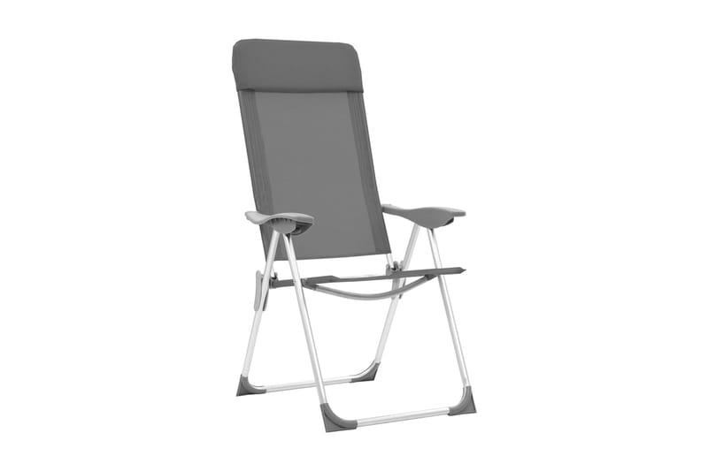 Hopfällbara campingstolar 4 st aluminium grå - Grå - Brassestol & campingstol - Strandstol - Balkongstol