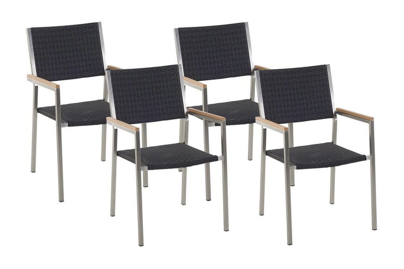 Karmstol Utomhus Bacoli 4 st - Svart/Silver - Utemöbler & utemiljö - Balkong & altan - Balkongmöbler - Balkongstol