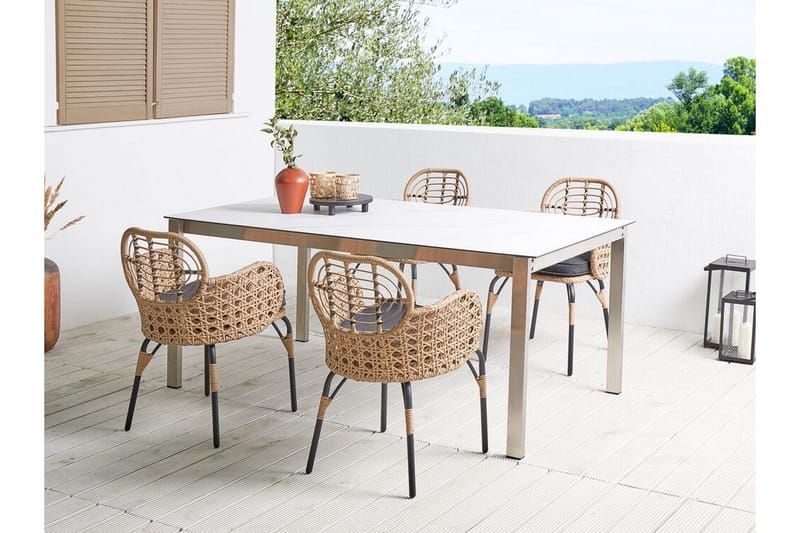 Karmstol Utomhus Leamington 4 st - Natural/Beige/Grå/Svart - Utemöbler & utemiljö - Balkong & altan - Balkongmöbler - Balkongstol