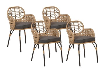 Karmstol Utomhus Leamington 4 st - Natural/Beige/Grå/Svart - Utemöbler & utemiljö - Balkong & altan - Balkongmöbler - Balkongstol
