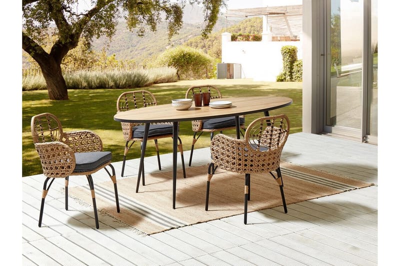 Karmstol Utomhus Leamington 4 st - Natural/Beige/Grå/Svart - Utemöbler & utemiljö - Balkong & altan - Balkongmöbler - Balkongstol