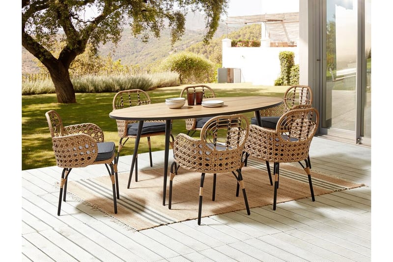 Karmstol Utomhus Leamington - Natural/Beige/Grå/Svart - Utemöbler & utemiljö - Balkong & altan - Balkongmöbler - Balkongstol