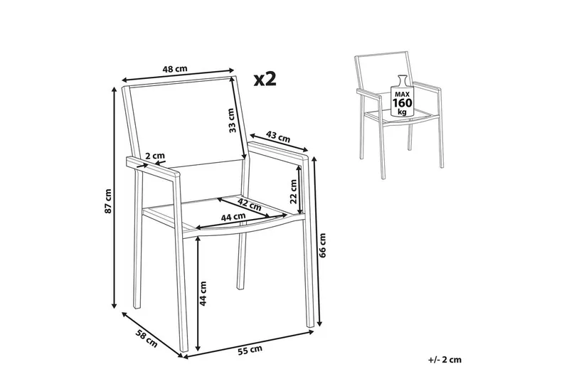 Matstol Grosseto set om 2 - Utemöbler & utemiljö - Balkong & altan - Balkongmöbler - Balkongstol