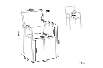 Matstol Grosseto set om 6 Sandbeige/silver/ljust trä - Sandbeige/silver/ljust trä - Utemöbler & utemiljö - Balkong & altan - Balkongmöbler - Balkongstol