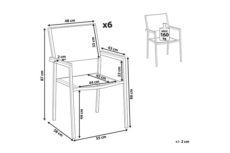 Matstol Grosseto set om 6 Sandbeige/silver/ljust trä - Sandbeige/silver/ljust trä - Utemöbler & utemiljö - Balkong & altan - Balkongmöbler - Balkongstol