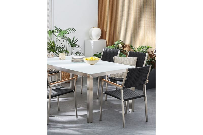 Matstol Grosseto set om 6 Svart/Silver - Svart/Silver - Utemöbler & utemiljö - Balkong & altan - Balkongmöbler - Balkongstol