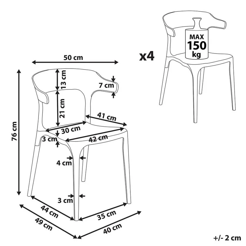 Matstol Gubbio 4-pack - Rosa - Utemöbler & utemiljö - Balkong & altan - Balkongmöbler - Balkongstol