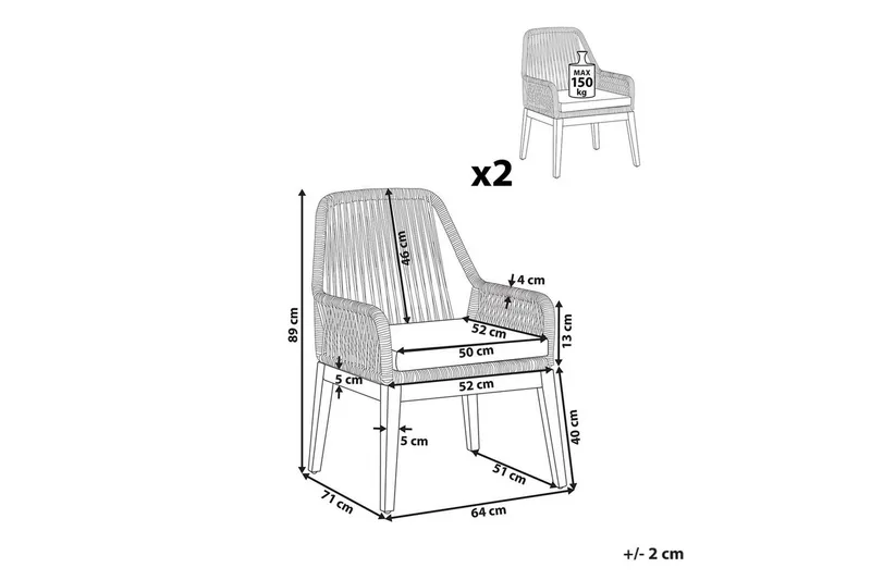 Matstol Olbia set om 2 - Utemöbler & utemiljö - Balkong & altan - Balkongmöbler - Balkongstol