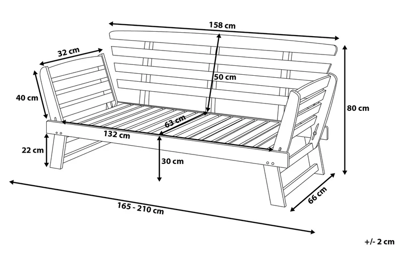 Portici Trädgårdssoffa 210 cm - Trä/Natur - Utemöbler & utemiljö - Balkong & altan - Balkongmöbler - Balkongsoffa
