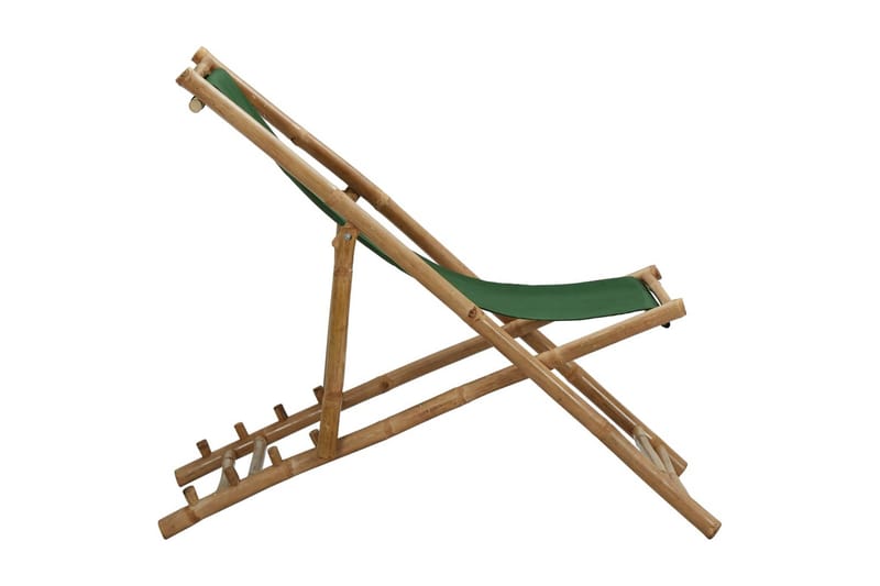 Solstol bambu och kanvas grön - Grön - Balkongstol - Strandstol - Brassestol & campingstol