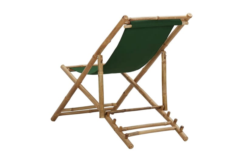 Solstol bambu och kanvas grön - Grön - Balkongstol - Strandstol - Brassestol & campingstol