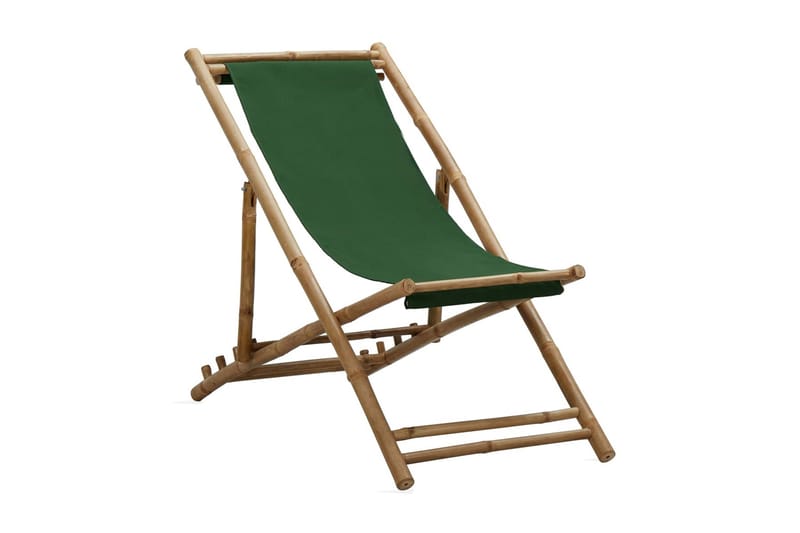 Solstol bambu och kanvas grön - Grön - Brassestol & campingstol - Strandstol - Balkongstol