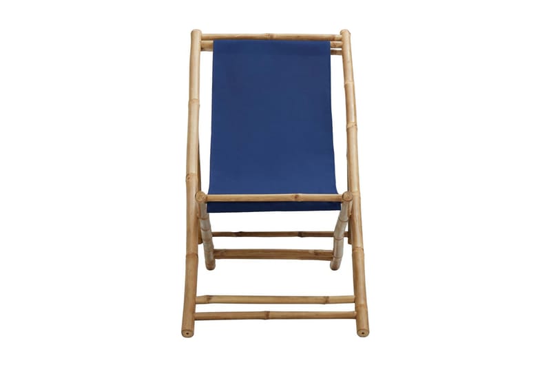 Solstol bambu och kanvas marinblå - Blå - Balkongstol - Strandstol - Brassestol & campingstol
