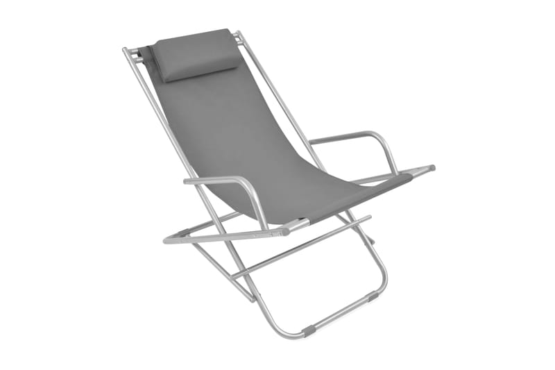 Solstolar 2 st stål grå - Grå - Brassestol & campingstol - Strandstol - Balkongstol