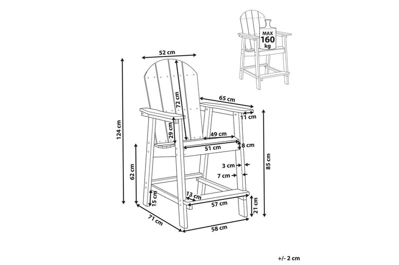 Trädgårdsstol Adirondack - Röd, 58x71x124 cm - Utemöbler & utemiljö - Balkong & altan - Balkongmöbler - Balkongstol