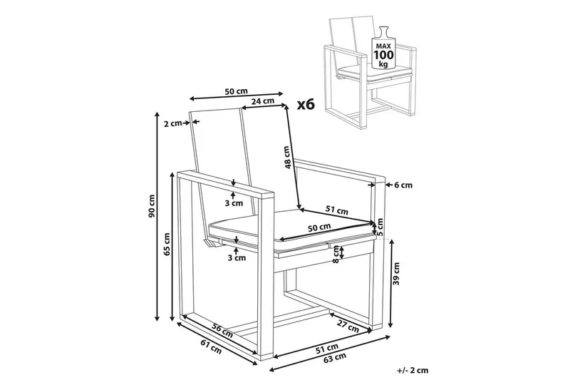 Trädgårdsstol Azzanello set om 6 - Utemöbler & utemiljö - Balkong & altan - Balkongmöbler - Balkongstol
