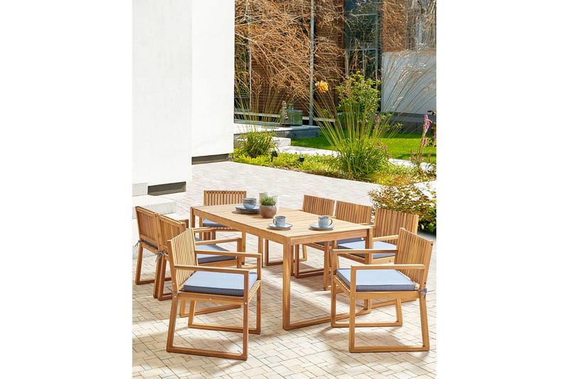 Trädgårdsstol Sassari II - Ljus trä, blå - Utemöbler & utemiljö - Balkong & altan - Balkongmöbler - Balkongstol