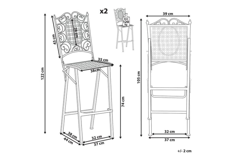 Trädgårdsstol set om 2 Bormio - Utemöbler & utemiljö - Balkong & altan - Balkongmöbler - Balkongstol