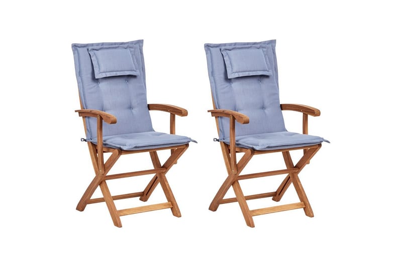 Trädgårdsstol set om 2 Maui II - Ljus tr�ä, blå - Utemöbler & utemiljö - Balkong & altan - Balkongmöbler - Balkongstol