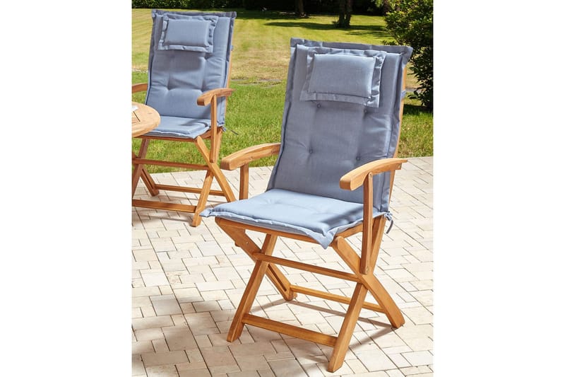 Trädgårdsstol set om 2 Maui II - Ljus trä, blå - Utemöbler & utemiljö - Balkong & altan - Balkongmöbler - Balkongstol