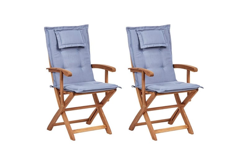 Trädgårdsstol set om 2 Maui II, Ljus trä, blå