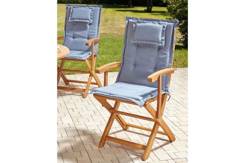 Trädgårdsstol set om 2 Maui II - Ljus trä, blå - Utemöbler & utemiljö - Balkong & altan - Balkongmöbler - Balkongstol