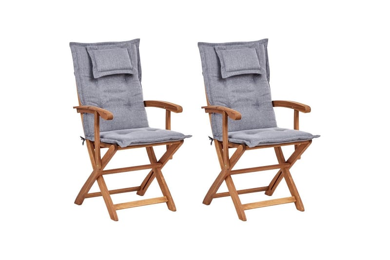 Trädgårdsstol set om 2 Maui II - Ljus tr�ä, grå - Utemöbler & utemiljö - Balkong & altan - Balkongmöbler - Balkongstol