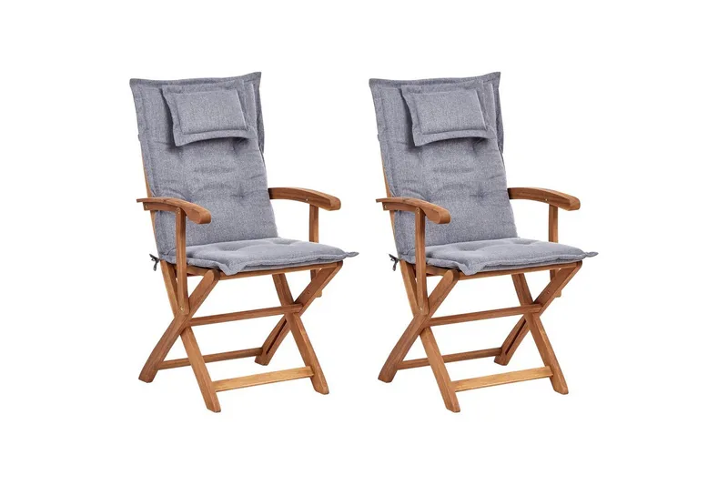 Trädgårdsstol set om 2 Maui II, Ljus trä, grå