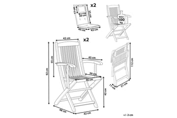 Trädgårdsstol set om 2 Maui II - Ljus trä, Off-white - Utemöbler & utemiljö - Balkong & altan - Balkongmöbler - Balkongstol