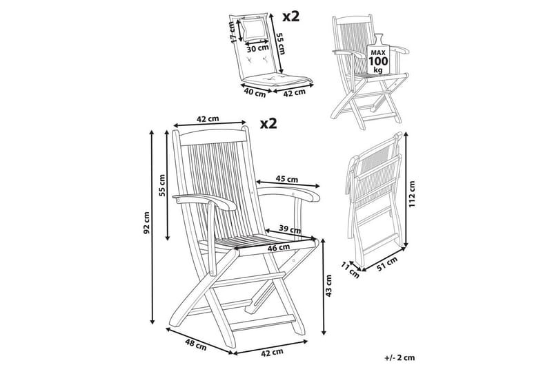 Trädgårdsstol set om 2 Maui II - Ljus trä, Off-white - Utemöbler & utemiljö - Balkong & altan - Balkongmöbler - Balkongstol
