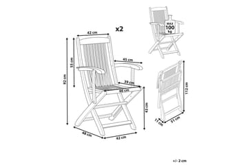 Trädgårdsstol set om 2 Maui II - Ljus trä - Utemöbler & utemiljö - Balkong & altan - Balkongmöbler - Balkongstol