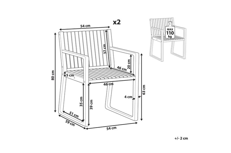 Trädgårdsstol set om 2 Sassari II - Utemöbler & utemiljö - Balkong & altan - Balkongmöbler - Balkongstol