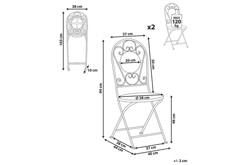 Trädgårdsstol set om 2 Spello - Utemöbler & utemiljö - Balkong & altan - Balkongmöbler - Balkongstol