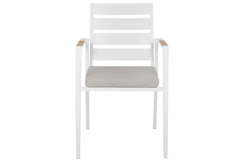 Trädgårdsstol set om 6 Taviano - Vitt, grått, ljust trä - Utemöbler & utemiljö - Balkong & altan - Balkongmöbler - Balkongstol