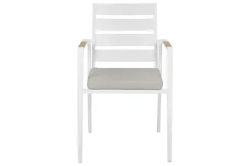 Trädgårdsstol set om 6 Taviano - Vitt, grått, ljust trä - Utemöbler & utemiljö - Balkong & altan - Balkongmöbler - Balkongstol