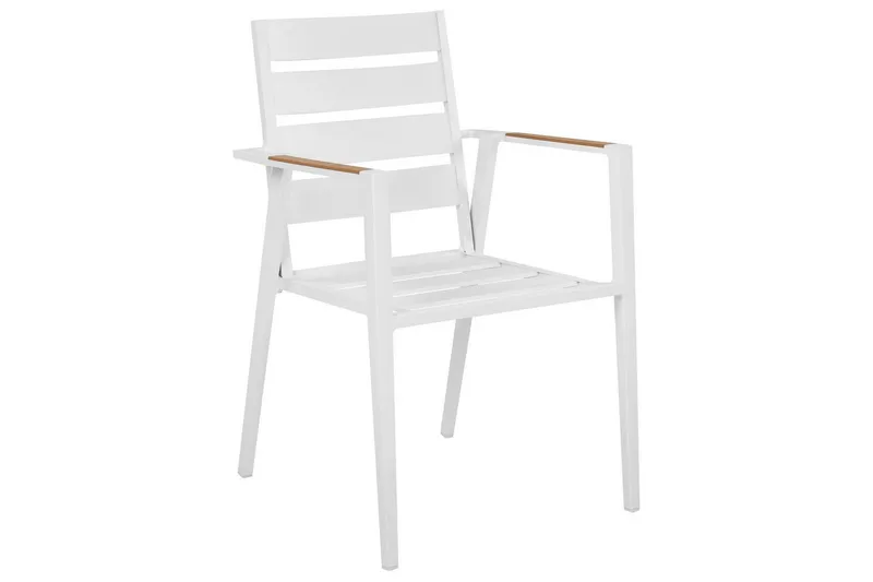 Trädgårdsstol set om 6 Taviano - Vitt, grått, ljust trä - Utemöbler & utemiljö - Balkong & altan - Balkongmöbler - Balkongstol