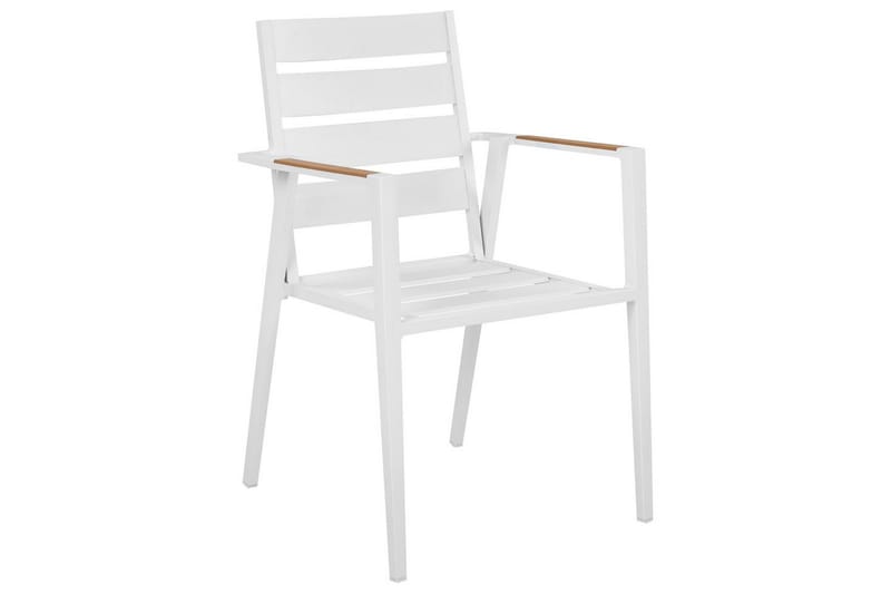 Trädgårdsstol set om 6 Taviano - Vitt, grått, ljust trä - Utem öbler & utemiljö - Balkong & altan - Balkongmöbler - Balkongstol