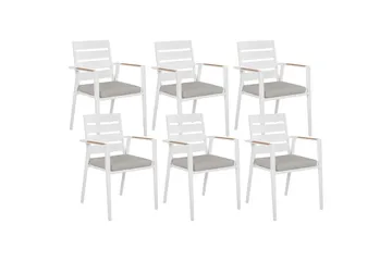 Trädgårdsstol set om 6 Taviano - Vitt, grått, ljust trä - Utemöbler & utemiljö - Balkong & altan - Balkongmöbler - Balkongstol