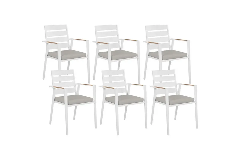 Trädgårdsstol set om 6 Taviano, Vitt, grått, ljust trä