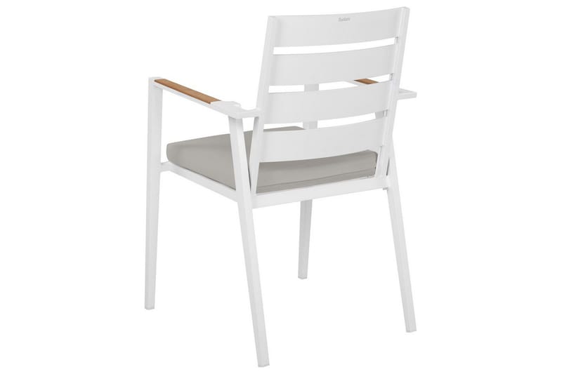 Trädgårdsstol set om 6 Taviano - Vitt, grått, ljust trä - Utemöbler & utemiljö - Balkong & altan - Balkongmöbler - Balkongstol