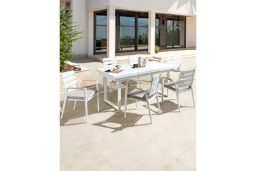 Trädgårdsstol set om 6 Taviano - Vitt, grått, ljust trä - Utemöbler & utemiljö - Balkong & altan - Balkongmöbler - Balkongstol