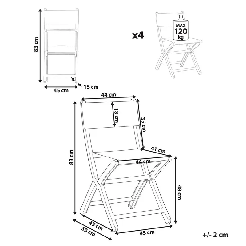 Trädgårdsstol Talca 4-pack - Grå - Utemöbler & utemiljö - Balkong & altan - Balkongmöbler - Balkongstol
