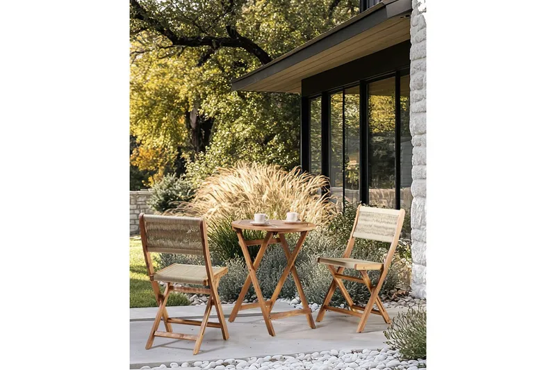 Trädgårdsstol Prossedi set om 2 Beige/ljust trä - Beige/ljust trä - Utemöbler & utemiljö - Balkong & altan - Balkongmöbler - Balkongstol